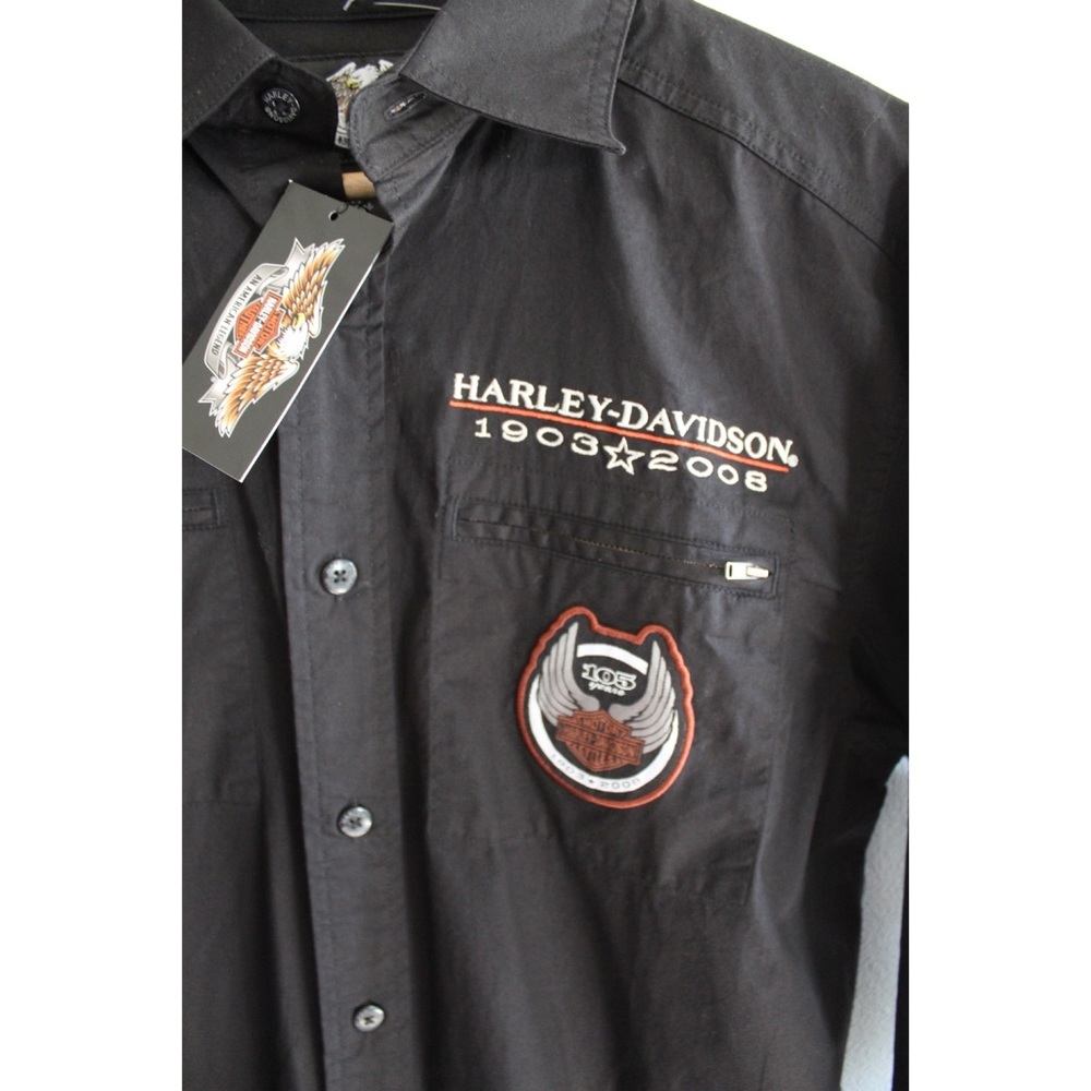 Harley Davidson NWT 105th Anniversary Long Sleeve Button Down Top Small - Picture 2 of 7